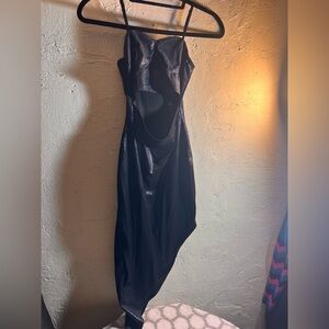 Black Asymmetrical Cutout Dress Glare S rocker chic grunge